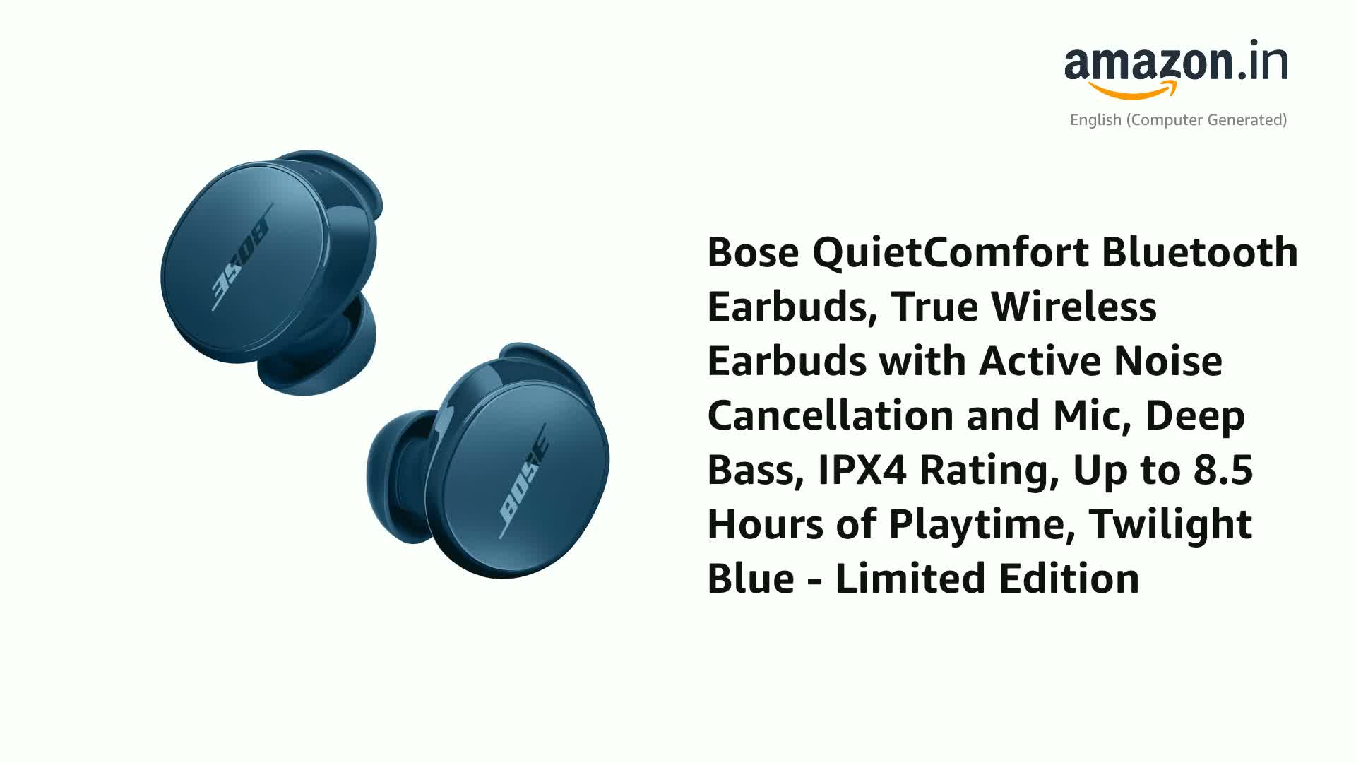 【BOSE】QC Earbuds BLK Twilight Blue Bose QuietComfort Earbuds, Wireless Noise Cancelling Earbuds